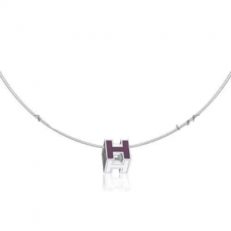 Hermes Cage d'H Necklace Purple in Lacquer With Gold